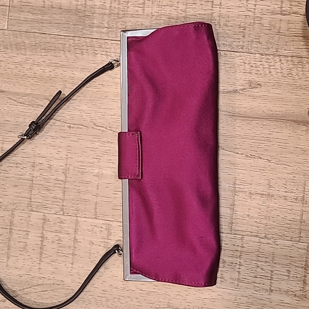 Vtg Y2K Jacob Purple Satin Frame Bag Adjustable Strap Clutch Handbag NWOT 💜 - Picture 4 of 7